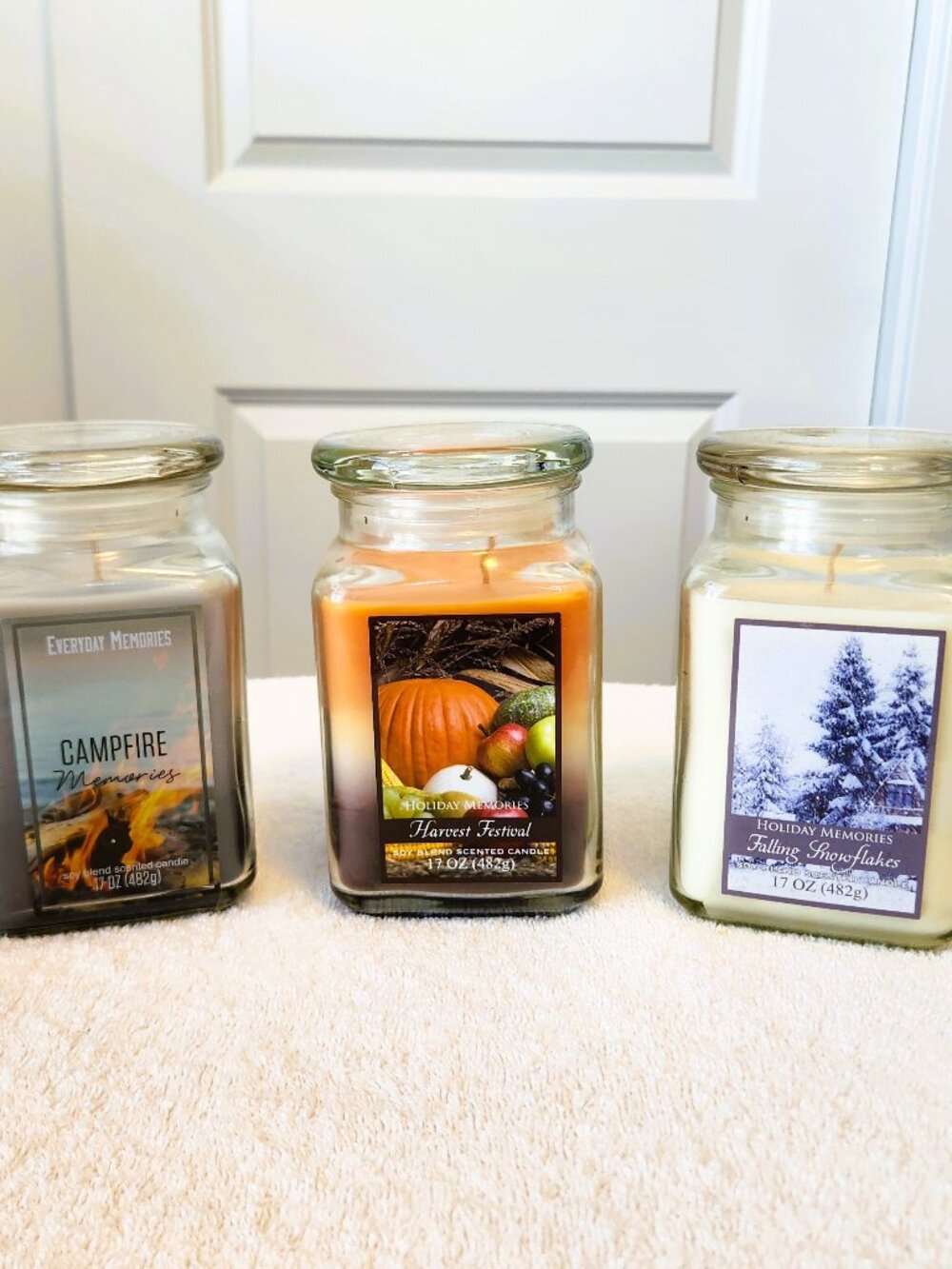 Kohls Candle Lot 3 Langley 17 oz Campfire Harvest Falling Snowflakes NEW